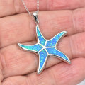 Silver Pendant with Blue Opal (seastar) hand made traditional Greek jewellery M5055