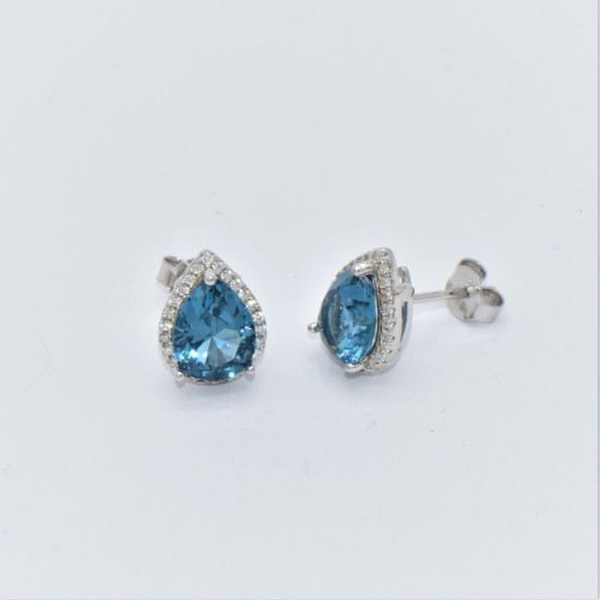 hand made silver earrings with blue topaz  S4626