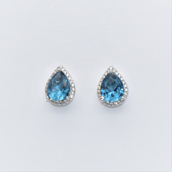 hand made silver earrings with blue topaz  S4626