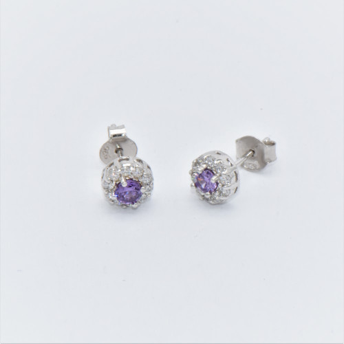 Hand made silver Earrings with Zirconia amethyst