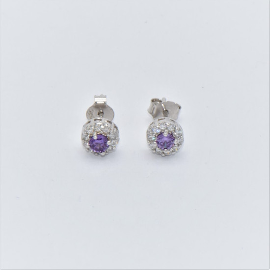 Hand made silver Earrings with Zirconia amethyst