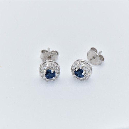 Hand made silver Earrings with blue Zirconia  S4642