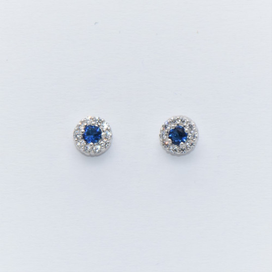 Hand made silver Earrings with blue Zirconia  S4642
