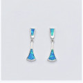 Hanging Silver Earrings with Blue Opal Hand made traditional Greek jewellery  S5471